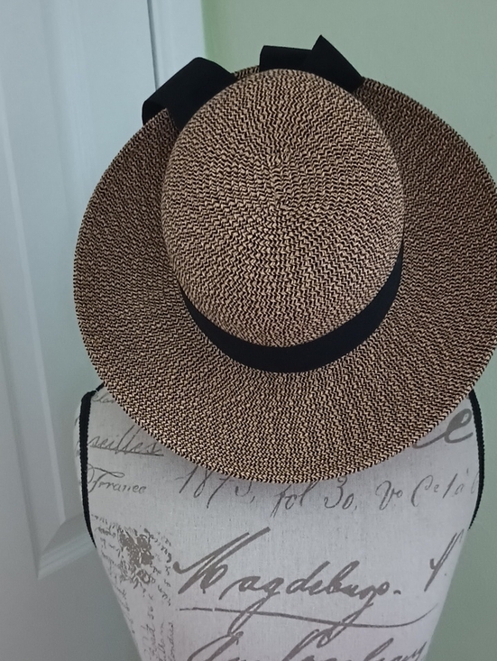 Scala Accessories - Scala 2 Tone Sun Hat with Black Band Ribbon & Bow Wide Brim Boho One Size Fits